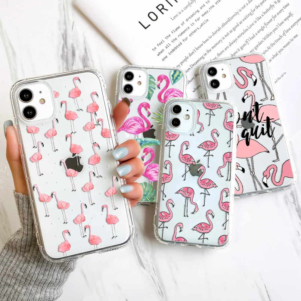 Flamingo Phone Case For IPhone 11 Funda Iphone13 14 13 Pro Max Coque iPhone 12 Mini XS X XR SE 2022 7 8 Plus Clear Silicon Cover