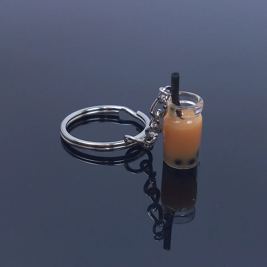 Coffee Acrylic Cute Keychain Ice Cream Pearl Milk Tea Drink Bottle Keyring Bag Pendant Couples Women Men Girl Gift Trinket Dropshipping - Цвет: Coffee