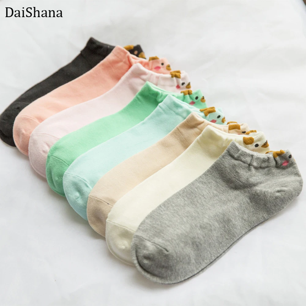 Корейские носки с милыми животными в стиле Харадзюку хлопковые женские короткие
