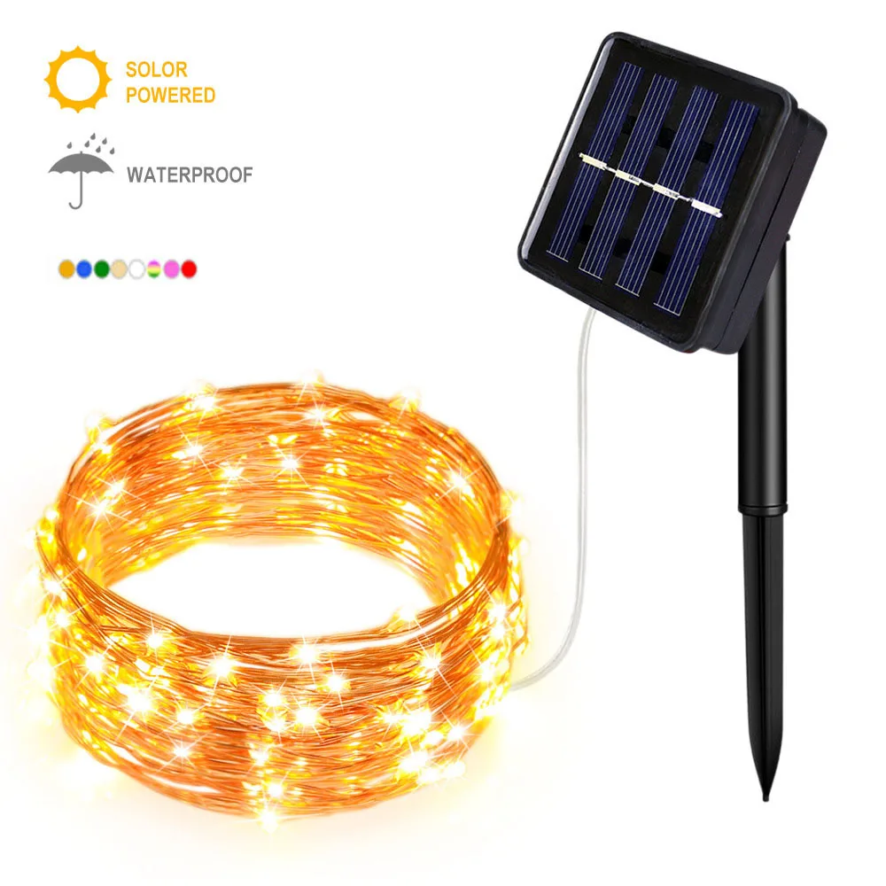 

10M 20M Solar copper wire lamp Outdoor string lamp garden party fairy-tale lamp Christmas family holiday decoration