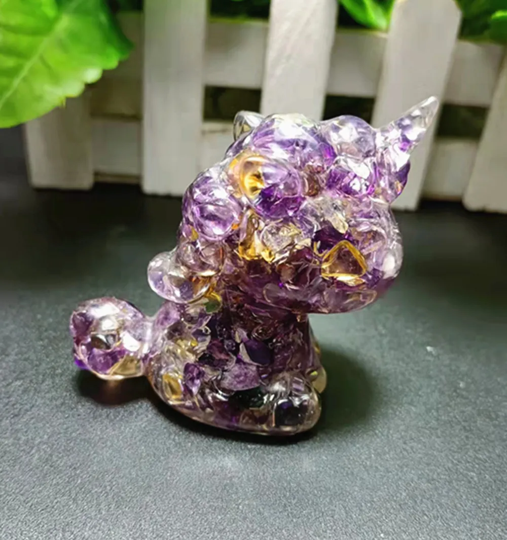 

Energy crystal rubble clear resin glue making reiki Unicorn Meditation home ornament Chakra square tablet painting healing