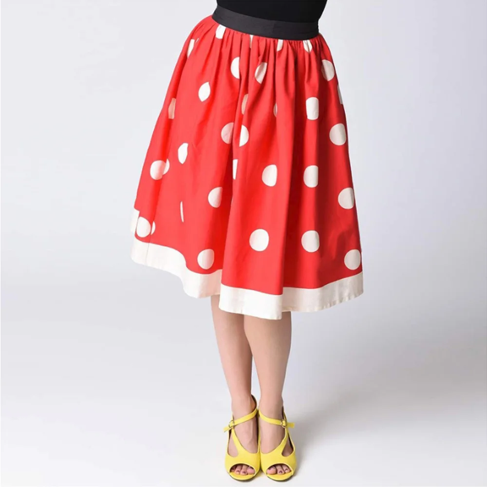 

Women Summer Pleated Skirt Faldas Mujer Elastic High Waist Watermelon Print Midi Skirt Cosplay Clothes Vintage Swing Skirt
