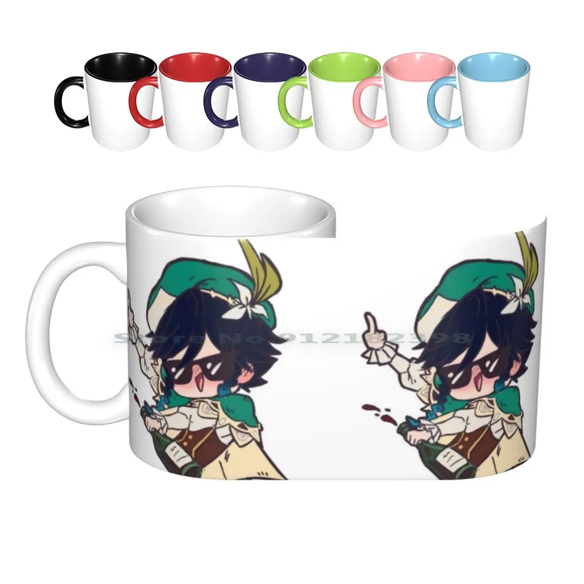 

Керамические кружки Venti, для кофе, молока, чая, кружка Venti Genshin Impact, Venti Archon Anemo