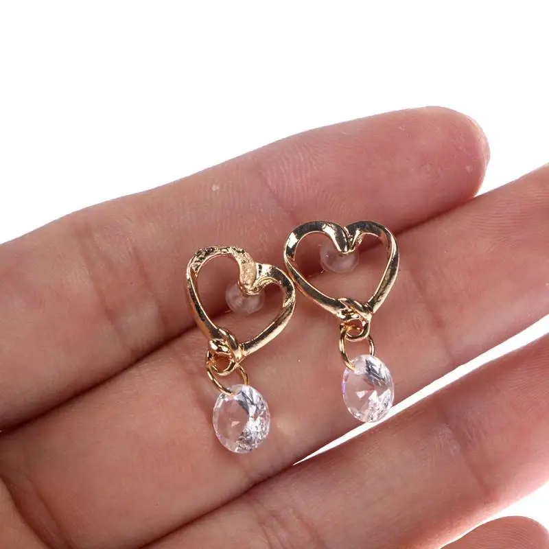 Simple New Design Women's Cute Love Heart Crystal Zircon Dangle Ear Pins Drop Earrings Dangles For Women Wedding Party Gift | Украшения