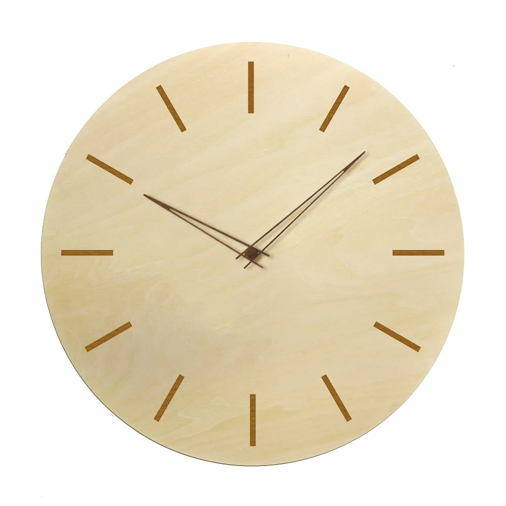 Simple Modern Silent Non-Ticking Wooden Wall Clock with Wood Pointer for Living Room Kitchen Home Office Housewarming Decor Gift | Дом и сад