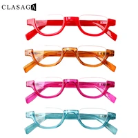 clasaga 4 pack portable half frame blue light blocking reading glasses for men and women anti fatigue hd computer eyeglasses