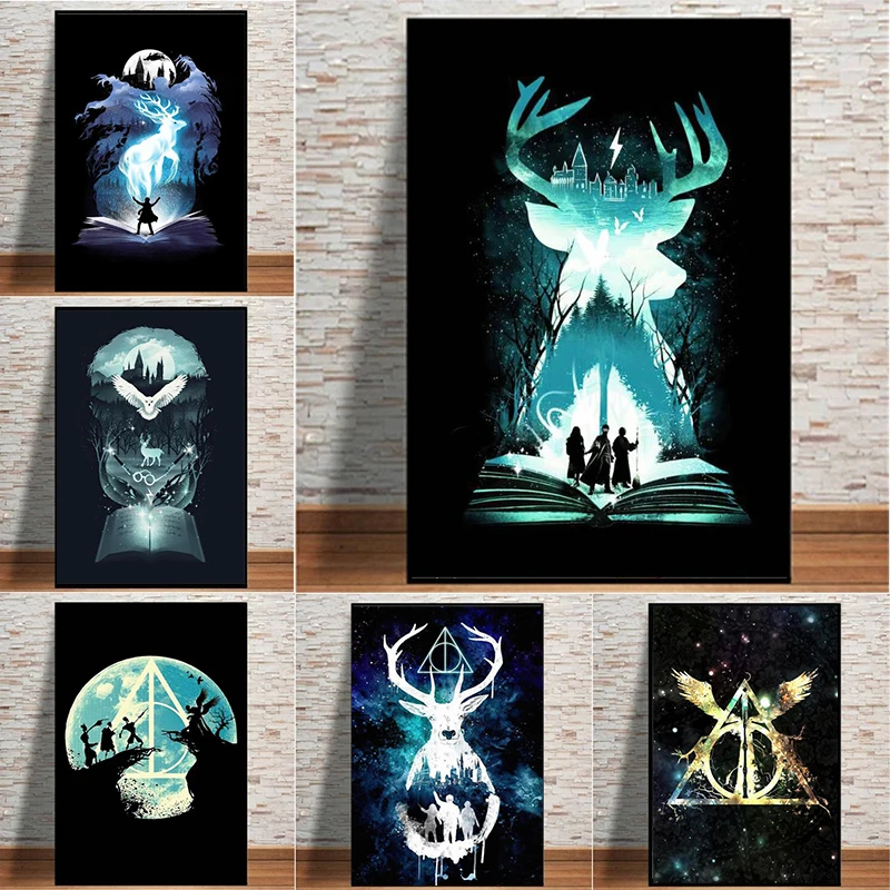 

Classic Movie Posters And Prints Magic Shcool Harries Potters Film Patronus Starry Canvas Painting Wall Art Home Decor Cuadros