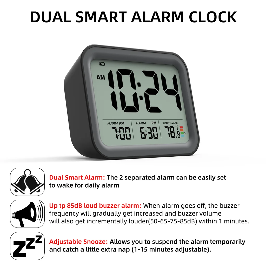Цифровой будильник со светодиодный Ной подсветкой электронные настольные часы с