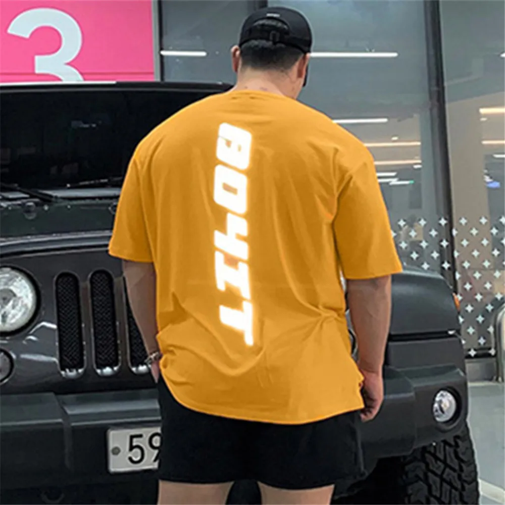 

New Summer Muscle Running fitness T-shirt male Elastic breathable movement loose Tee fashion short sleeve streetwear