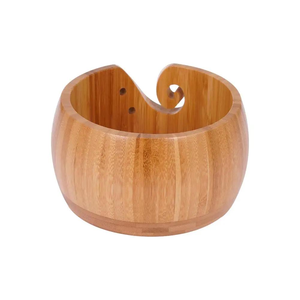 Ящик для хранения пряжи из массива розового дерева с отверстием для вязания ручной работы Корзина для шерсти с нитками на крючке и органайзером для шитья.