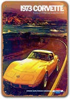 1973 corvette old car tin sign sisoso vintage metal plaques poster man cave pub retro wall decor 8x12 inch