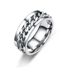 Мужское кольцо из нержавеющей стали, вращающаяся цепь, мужское кольцо-Спиннер в стиле панк, многофункциональное кольцо-цепочка для мужчин