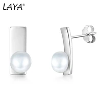 laya natural freshwater bread pearl earrings for women 925 sterling silver simple texture personality stud earrings fine jewelry