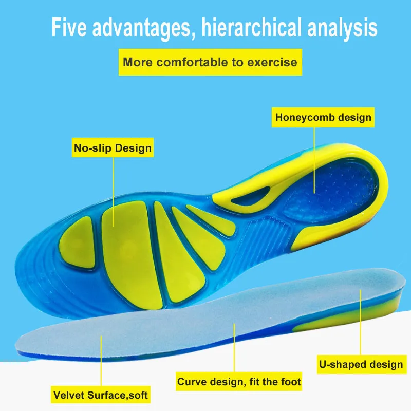 EiD Silicone Non-Slip Gel Soft Sport Shoe Insoles Massaging Orthopedic Insole Foot Care For Feet Shoes Sole Shock Absorption Pad