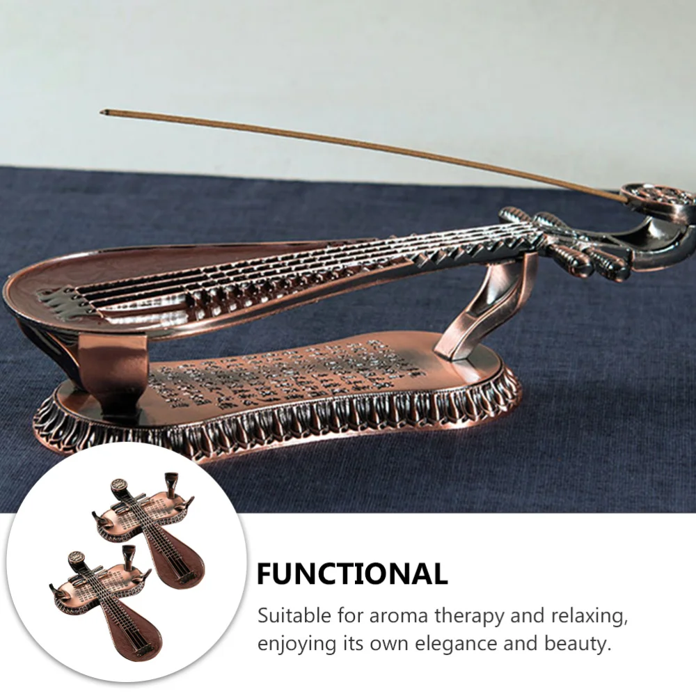 

2 Pcs Pipa Shape Incense Burner Holder Incense Ash Catcher Copper Incense Trays