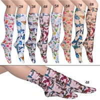 kasure butterfly print knee high long stocking for women girls new fashion yellow color elastic spring summer stocking for women