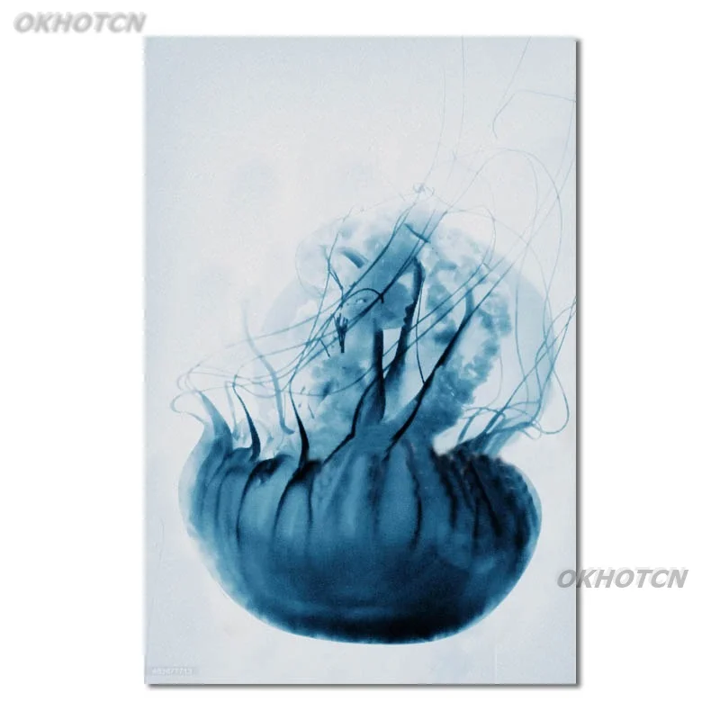 Скандинавский современный минимализм синяя Медуза холст для рисования маслом