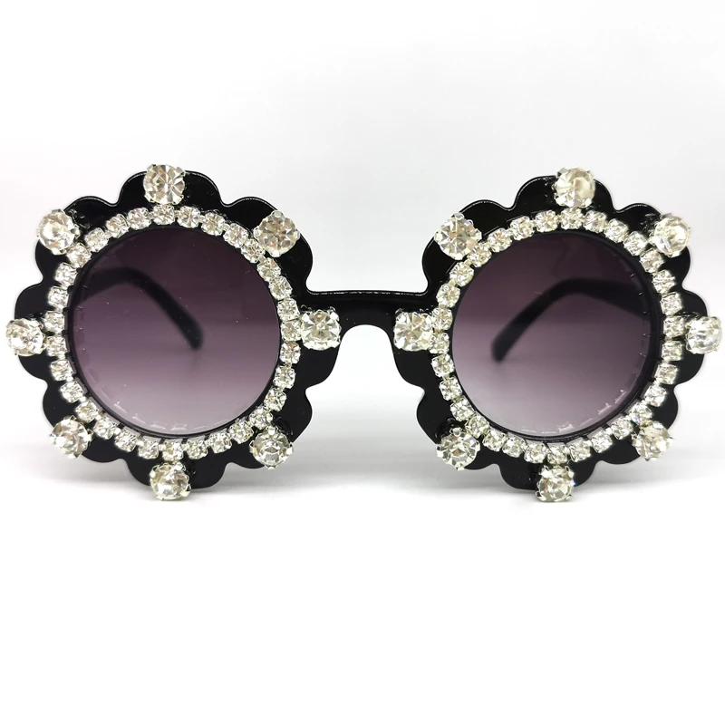 

Детские солнцезащитные очки с цветами, 6 цветов, круглые детские солнцезащитные очки с бриллиантами, милые детские летние солнцезащитные оч...