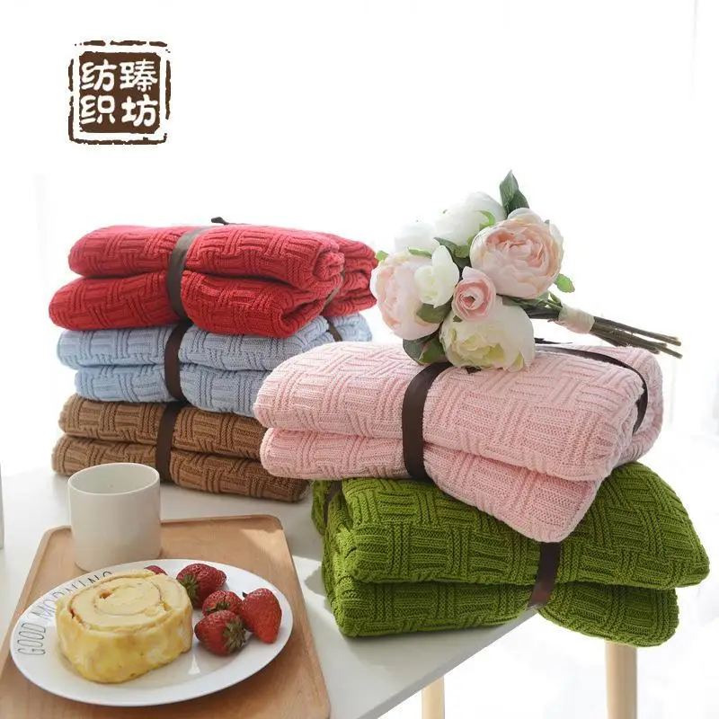 

J Sherpa Home European Pastoral Style Wool Blanket Knitted Cotton Blanket Adult Large Blankets for Beds
