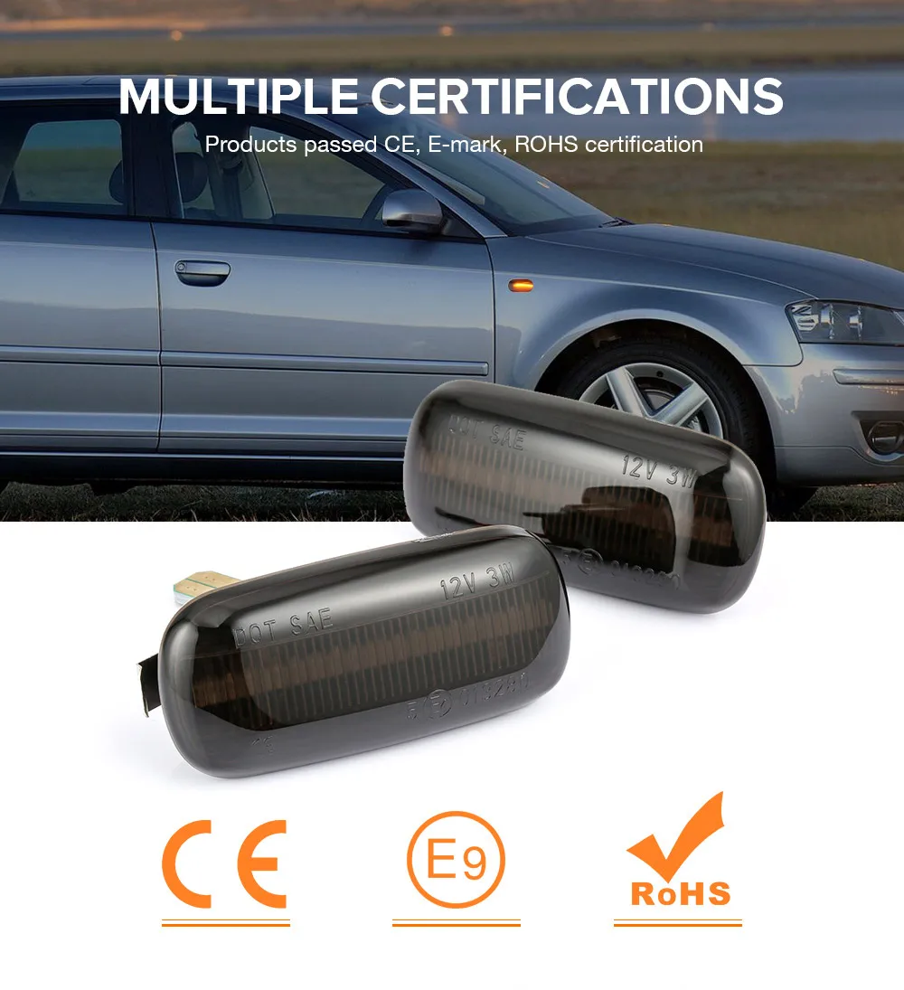 2 шт. динамичные плавные Светодиодный Боковой габаритный фонарь сигнала