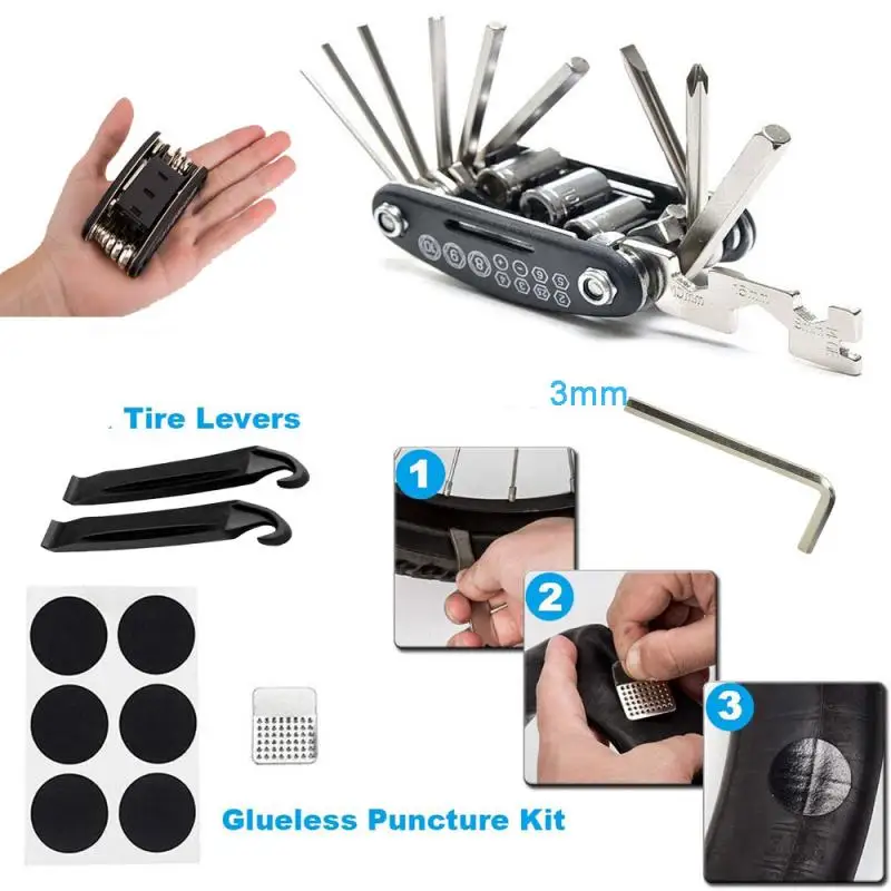 

11 In 1 Bicycle Repair Tools Kit Multi Tool Set With Pump Tire Patch Portable Mtb Road BikeTire Auto Tool Set Bike Accessories