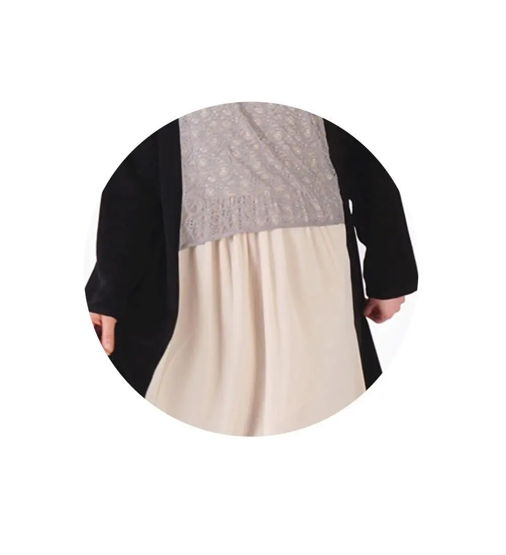 

Middle East Arabian Dubai Muslim 2021new Stitching Loose Chiffon Lace Fashion Temperament Lady Style Abaya Ma'am Robes