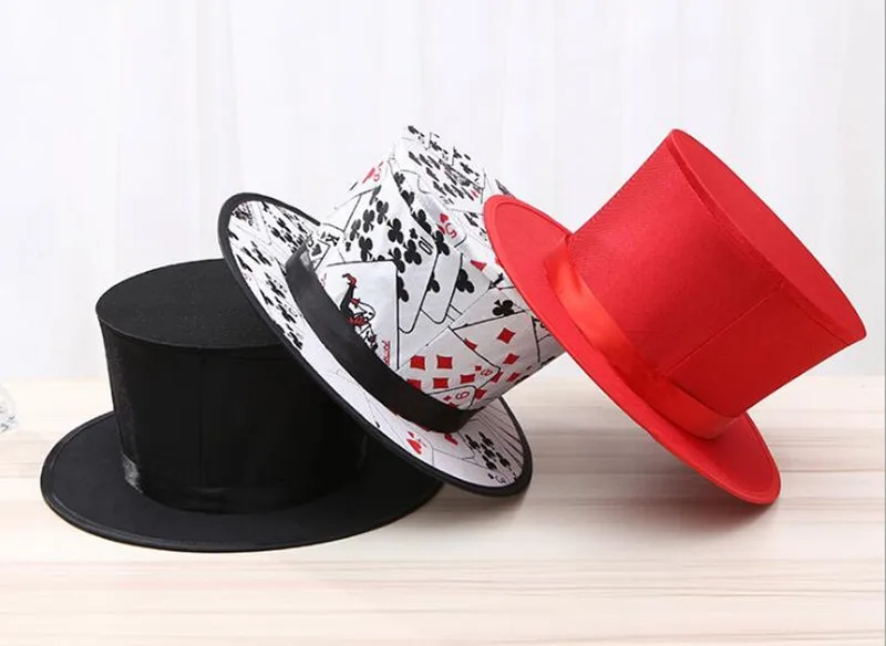 Складная шляпа весенние волшебные трюки (рисунок с черными игральными картами)