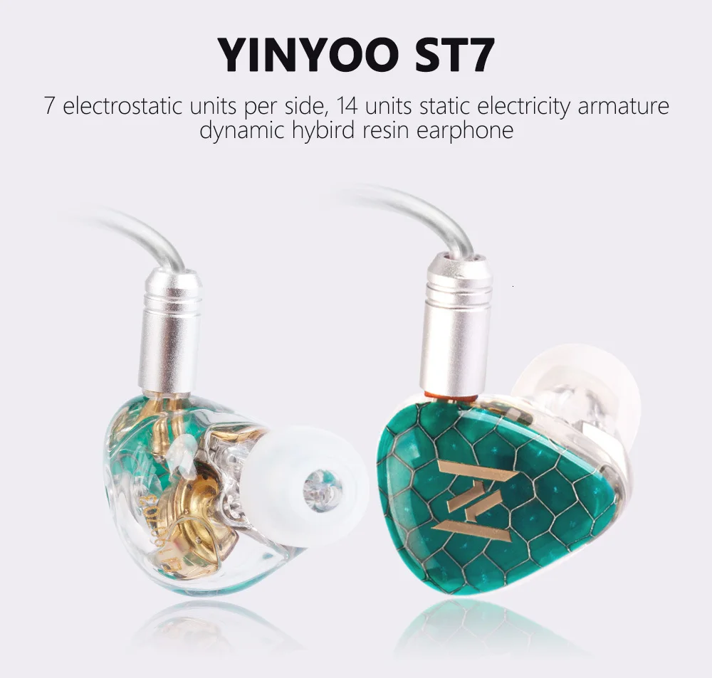 Yinyoo ST7 наушники в ухо 4 шт. электростатические драйверы+ 2BA+ карбоновые нанотрубки Динамический драйвер гибридные наушники с модернизированным кабелем