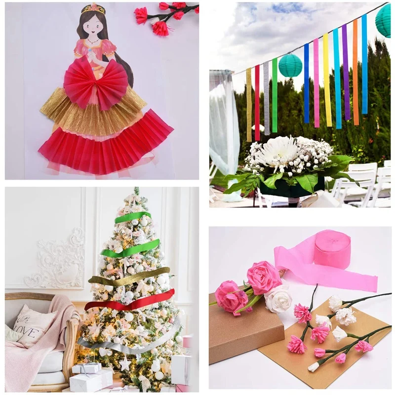 

70 Rolls of Crepe Paper Ribbons (7 Colors) for Festive Party Decoration Birthday Party Graduation Ceremony Decoration