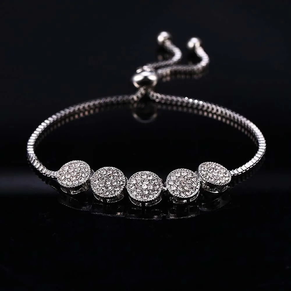 Fashion Adjustable Bracelet Bangle for Women Captivate Bar Slider Brilliant CZ Rose Gold Color Jewelry Pulseira Feminia | Украшения и