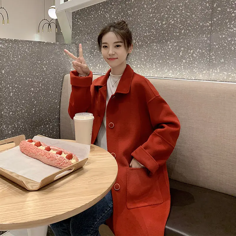 

Autumn and winter new 2020 double sided cashmere coat women's middle and long high-end Korean woolen coat