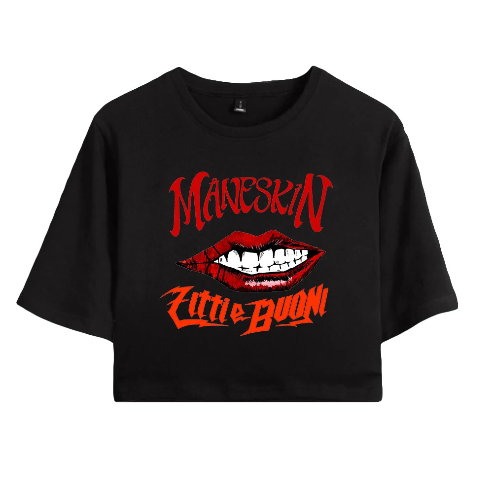 

Модная дизайнерская футболка с принтом Maneskin до пупка, весенне-летние праздничные Молодежные футболки для женщин/девушек, сексуальная уличн...