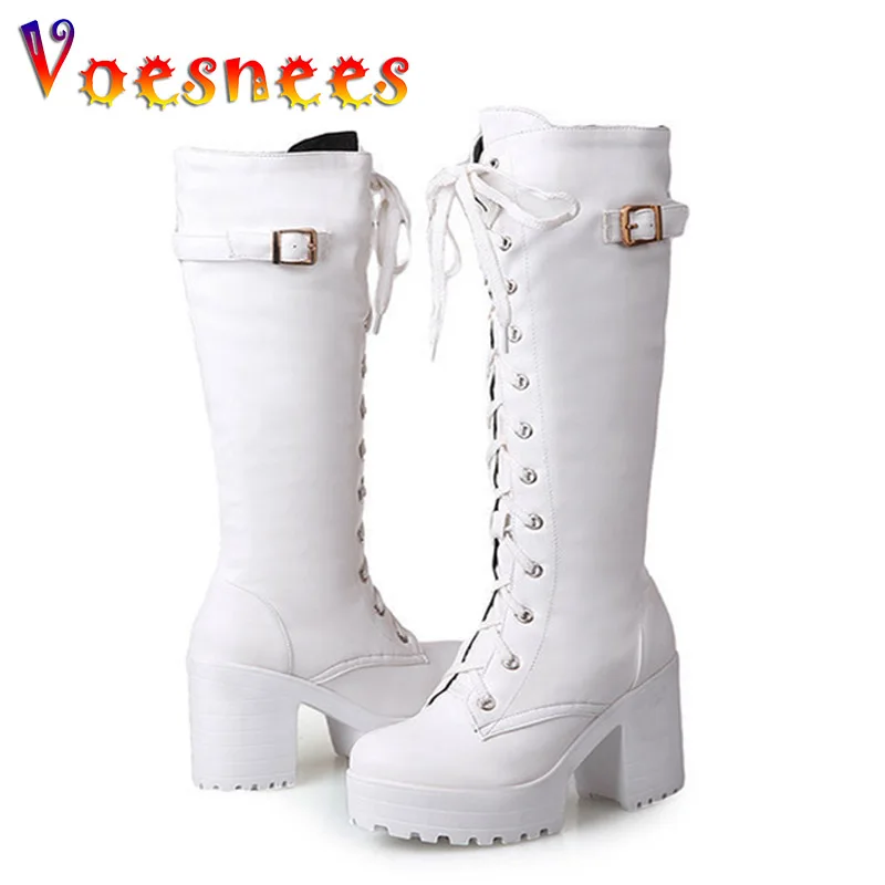 

2022 New Short Plush Mid-Calf Boots Women Winter Warm Fashion Lace-up Martin Boots Waterproof Platform Thick Heel Ladies Shoes