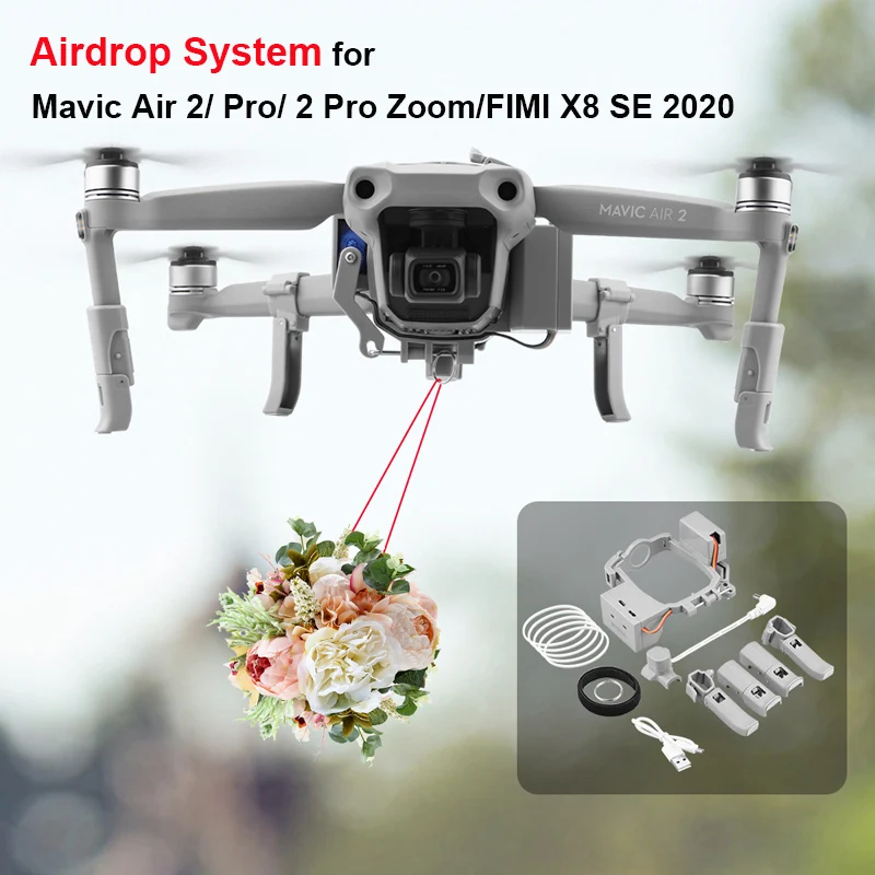

Airdrop System for DJI Mavic Air 2/2S/2 Pro Zoom/Pro/FIMI Fishing Bait Wedding Ring Gift Deliver Life Rescue Remote Thrower Kits