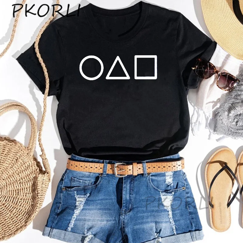 

Korean TV Squid Game T Shirts Women The Card Invite Classic T-Shirt Cotton Short Sleeve Woman Tee Shirt Oversize Unisex Tops
