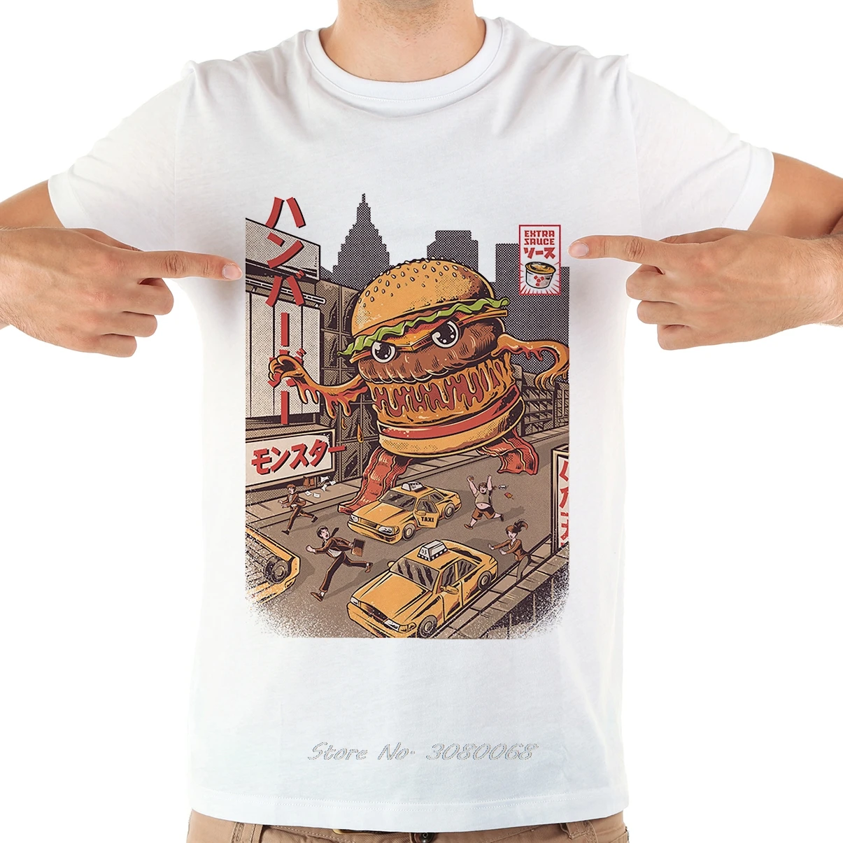 Футболка мужская в стиле японского аниме с дизайном еды забавная тенниска