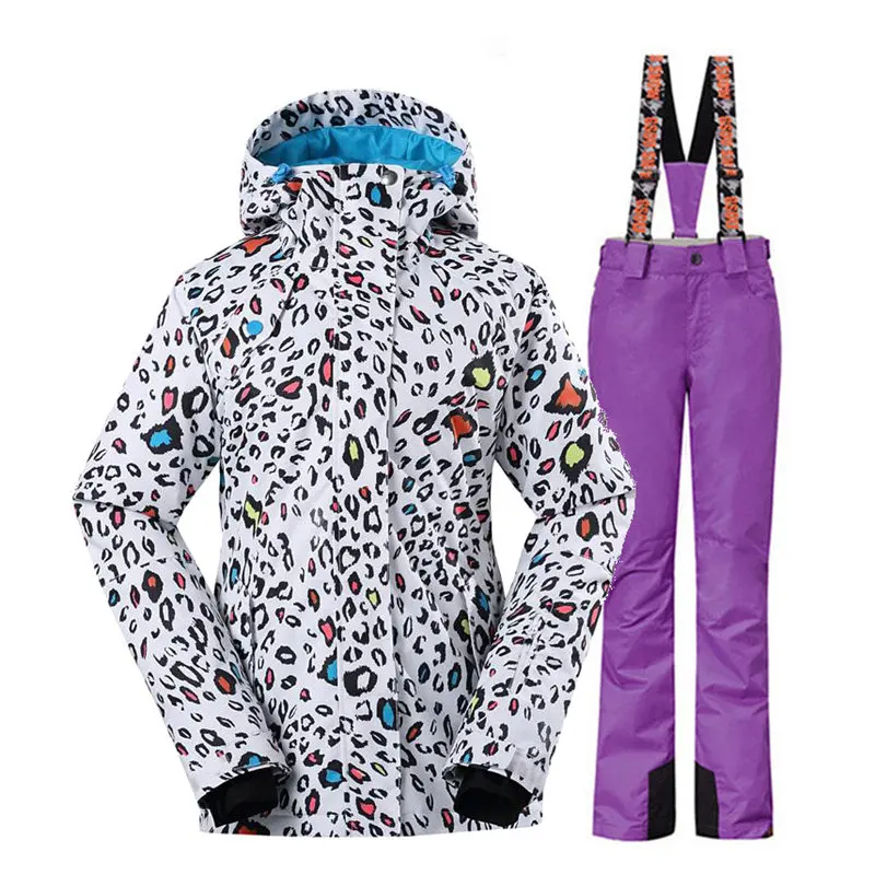 Женский белый леопардовый водонепроницаемый ветрозащитный спортивный костюм