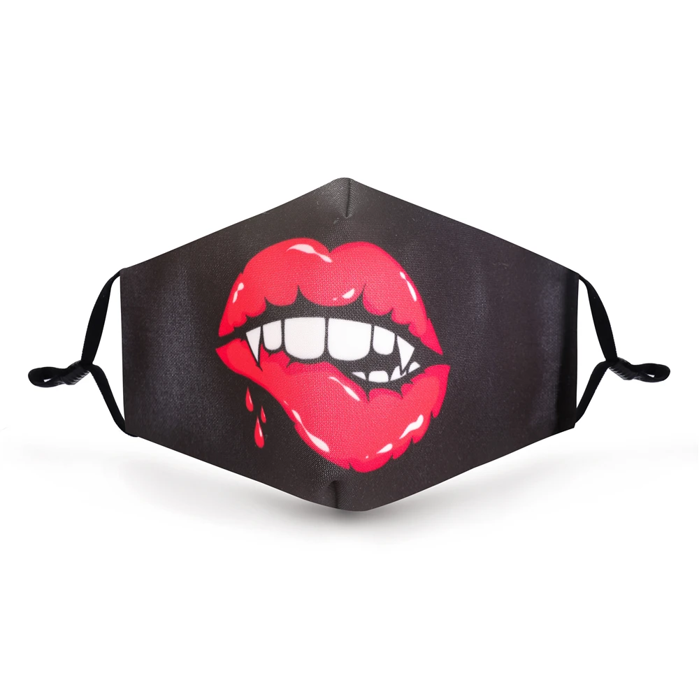 Многоразовая маска для рта Red Lips моющаяся защитная лица с регулируемым ремешком и