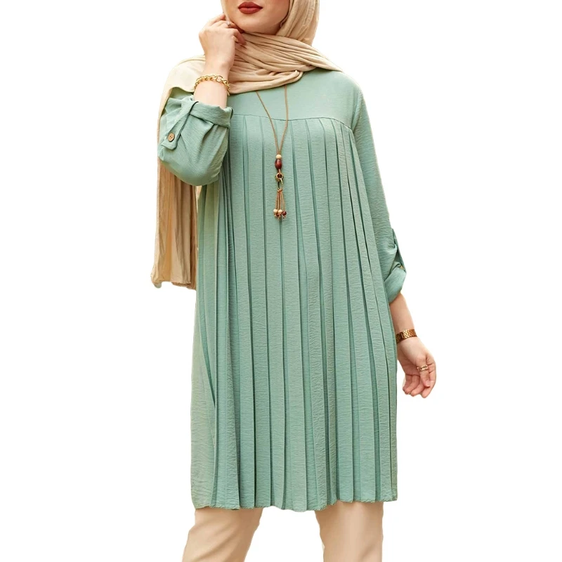 

Новый стиль мусульманская Мода исламский кафтан Abaya платье Caftan свободные топы с длинным рукавом обычная блузка длинные рубашки для кормлен...