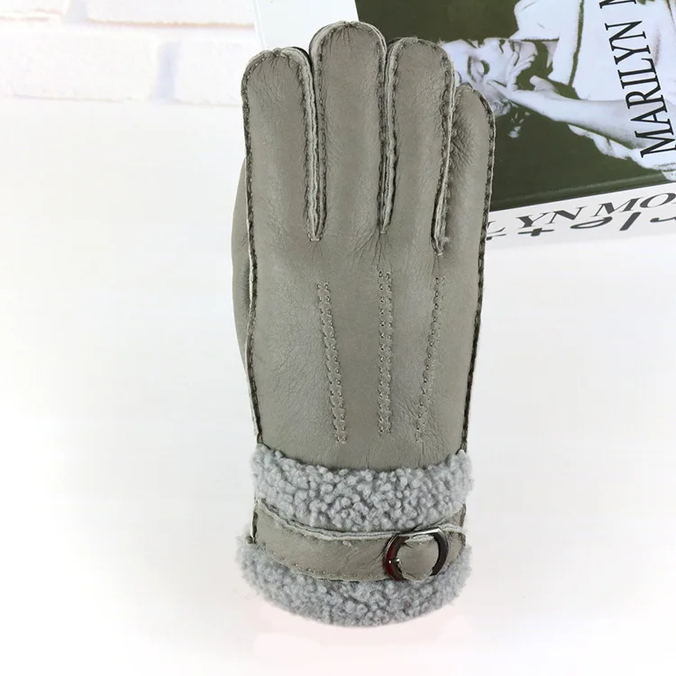 Перчатки мужские кожаные с овечьим мехом | Аксессуары для одежды