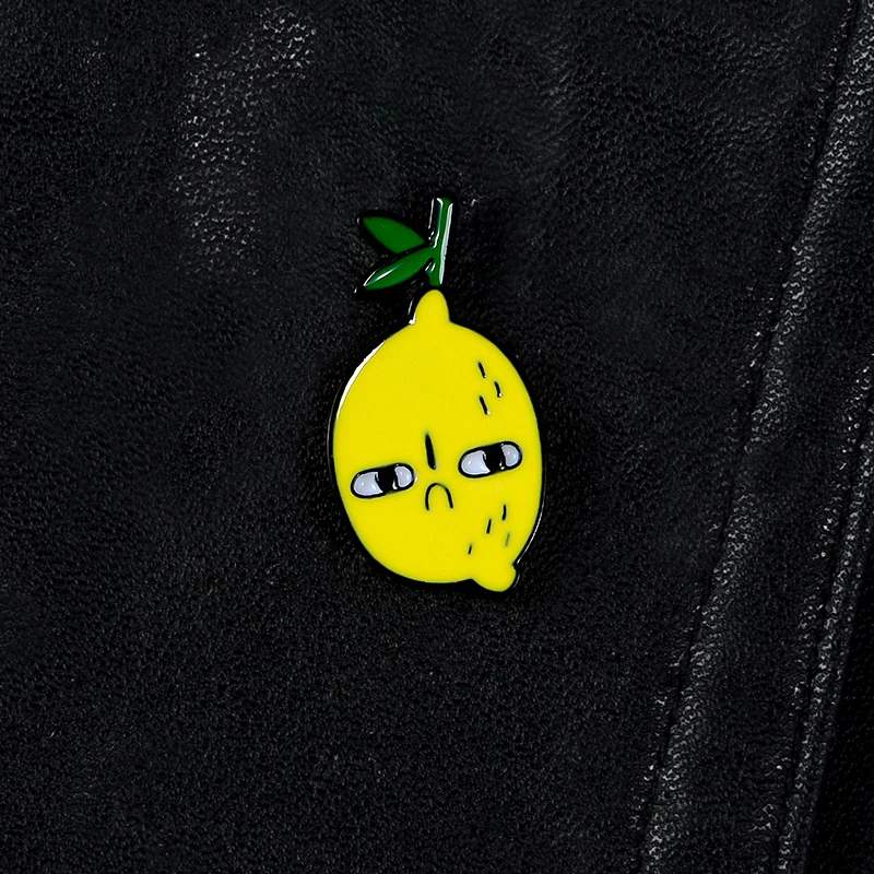 

Aggrieved lemon enamel pin brooches for women plant fruit yellow badge funny expression lapel pin clothes backpack jewelry gifts