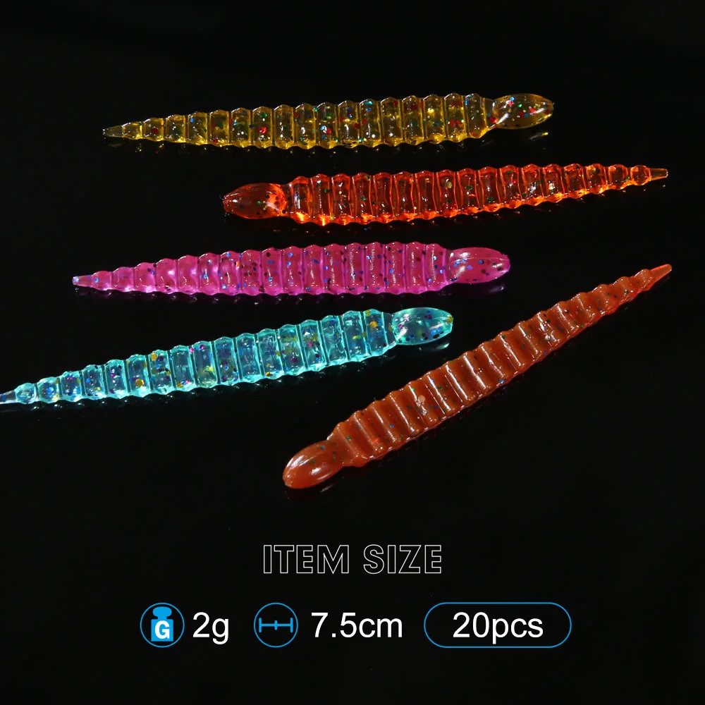 FSTK New Soft Leech Worm Lures 3inch 7.5cm 2g Dropshot Bass Pike Swimbait Rigs Plastic Baits Trout Worm