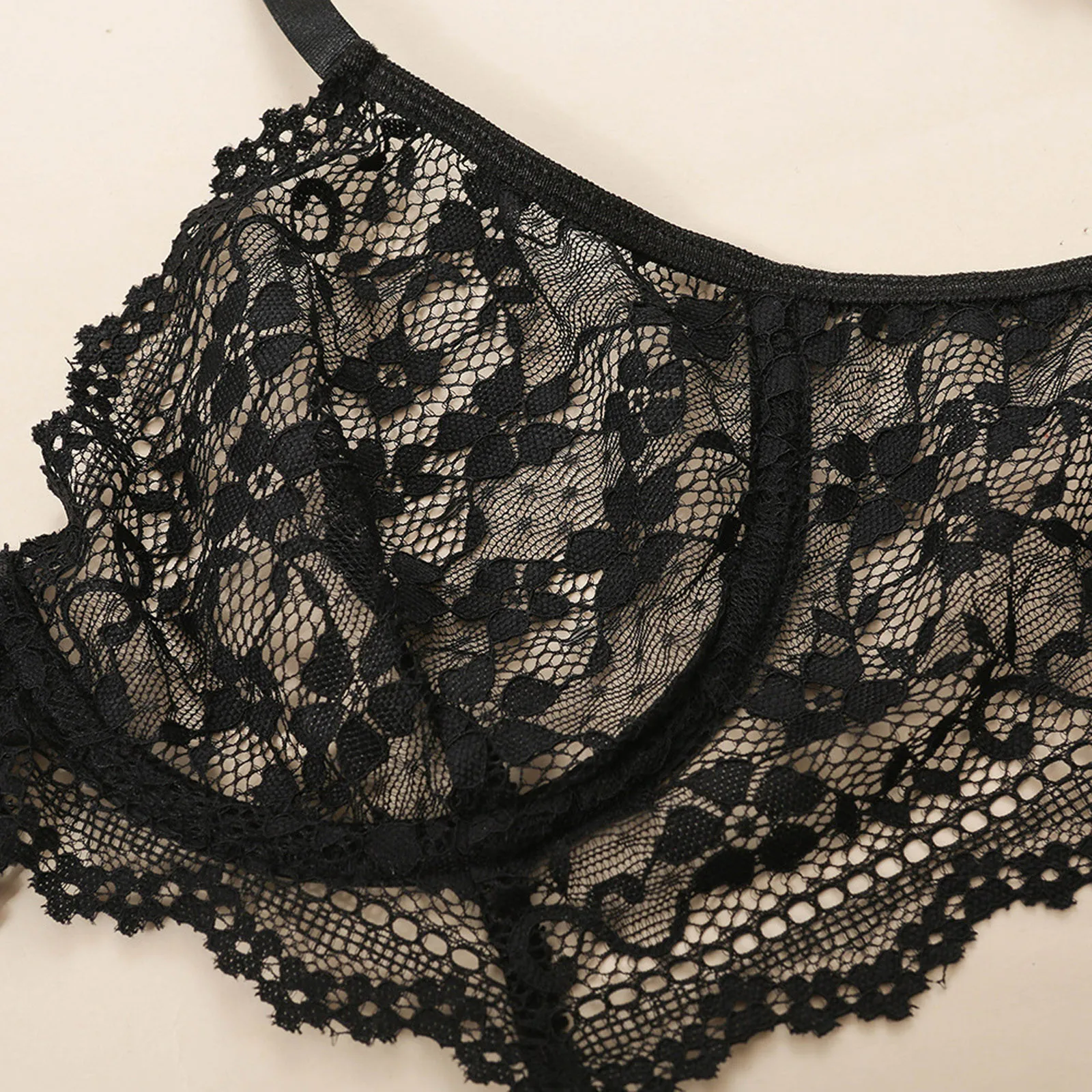 

Sexy Lingerie Floral Lace Perspective Bra Set Sensual Women Underwear Hollow Out Bra Brief Sets Hot Erotic Lingerie Set Seamless