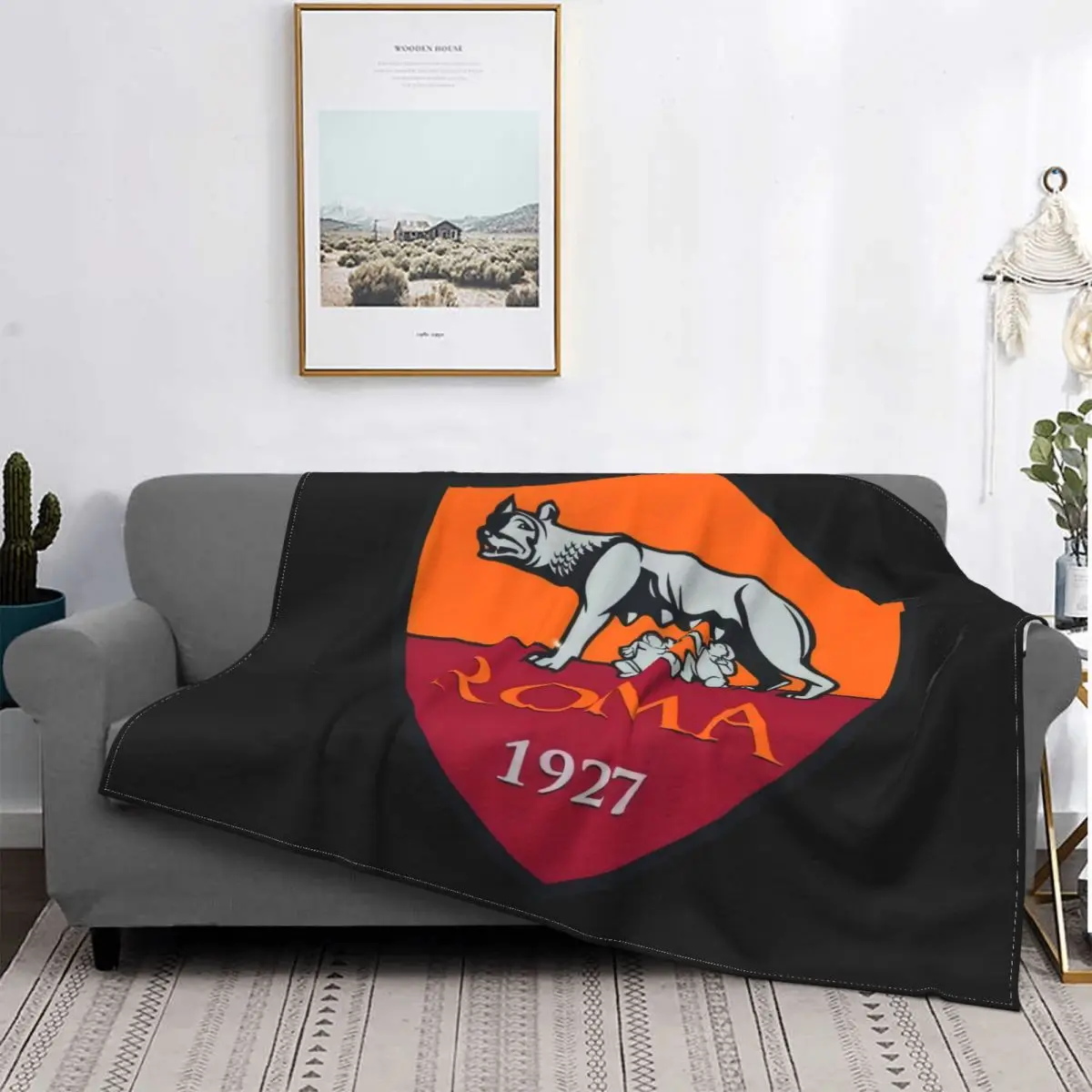 

A S Roma I Giallorossi Italia manta colcha cama A cuadros ropa de cama manta de playa A cuadros en el sofá