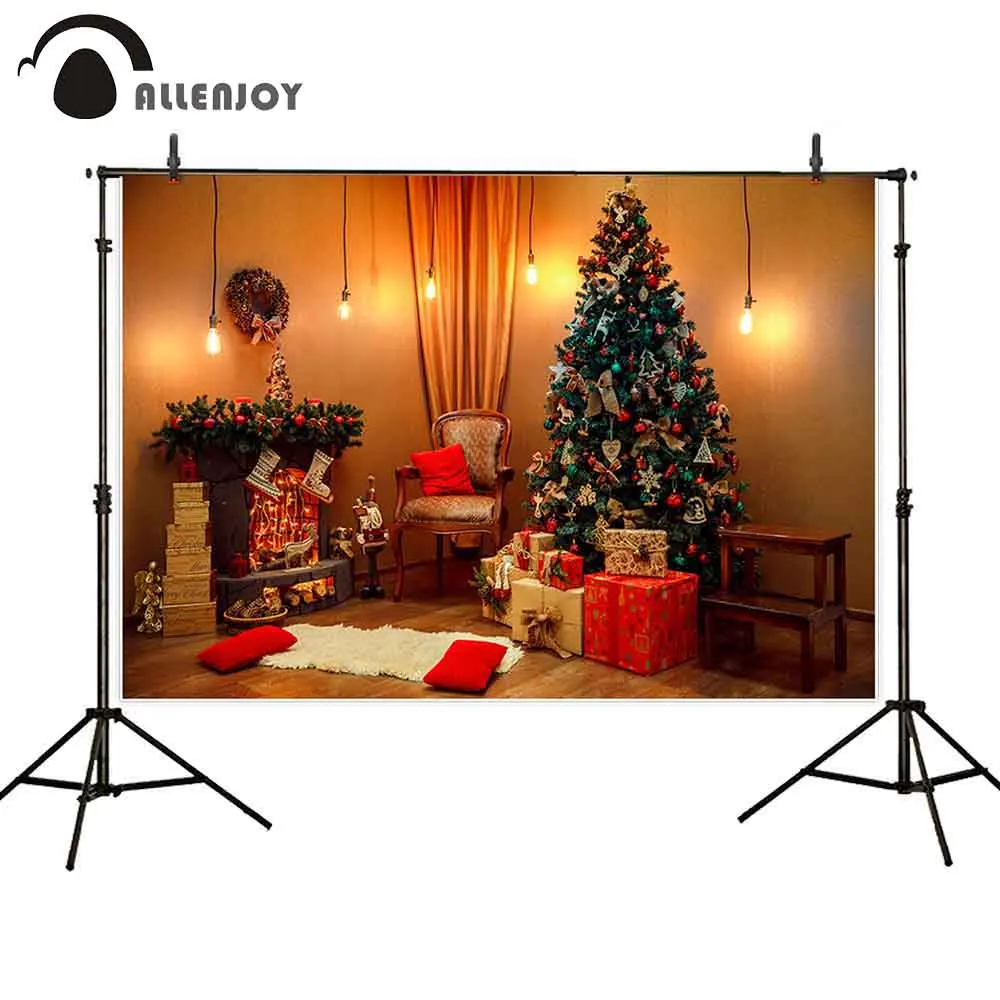 

Allenjoy новогодний студийный фон Рождественский камин сосна подарки украшение Фотофон фотобудка для фотосессии реквизит