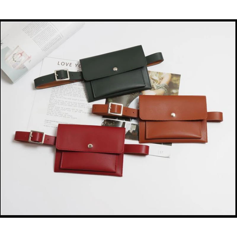 

Fashion Messenger Classic Waist Bag Belts Ladies Mini Pack belt Vintage Pu Leather Simple Casual Strap Bags 5 colors Bg-595