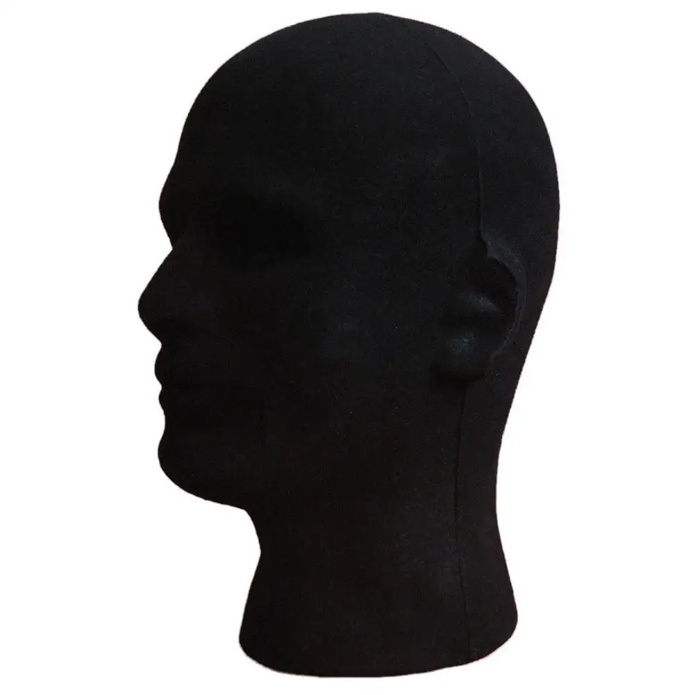 

Male Foam Flocking Head Model Glasses Headset Wig Display Stand Tool Mannequin hairdresser's head Black foam mannequin hair head