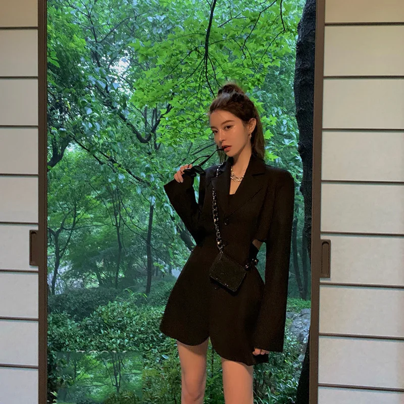 

2020 new vintage Net red temperament shows High waist thin waist Urban leisure Single breasted net red suit coat woman trend
