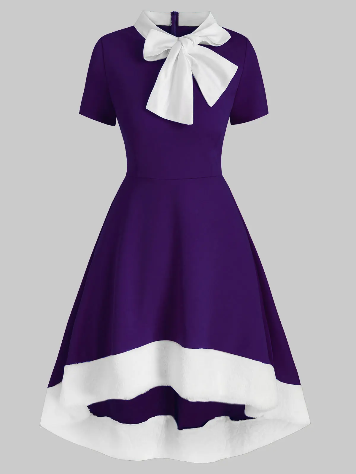 Зимнее женское платье ROSEGAL рождественское с бантом воротник из искусственного