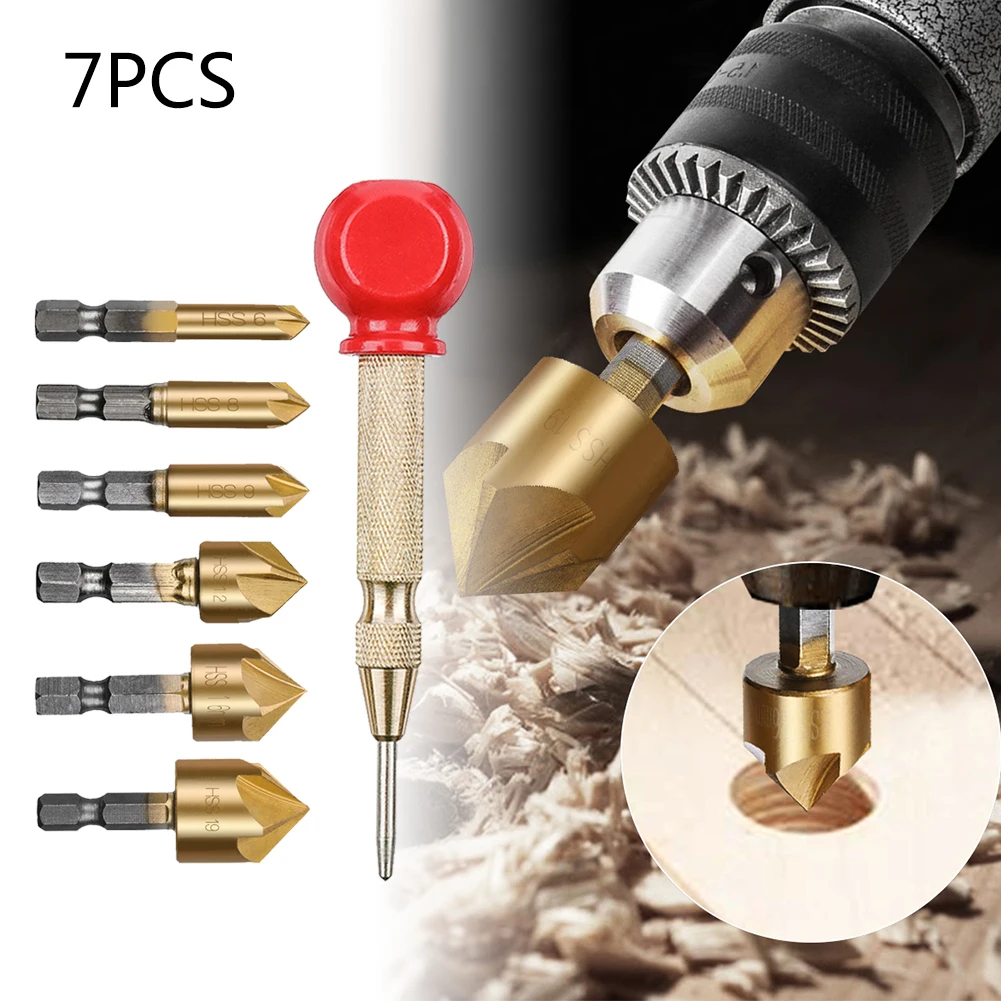 

6Pcs Countersink Drill Bit Set Counter Sink 6-19mm High speed steel Tool